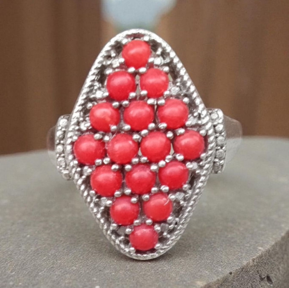 Vintage Sterling Coral Ring By Chuck Clemency Of QVC